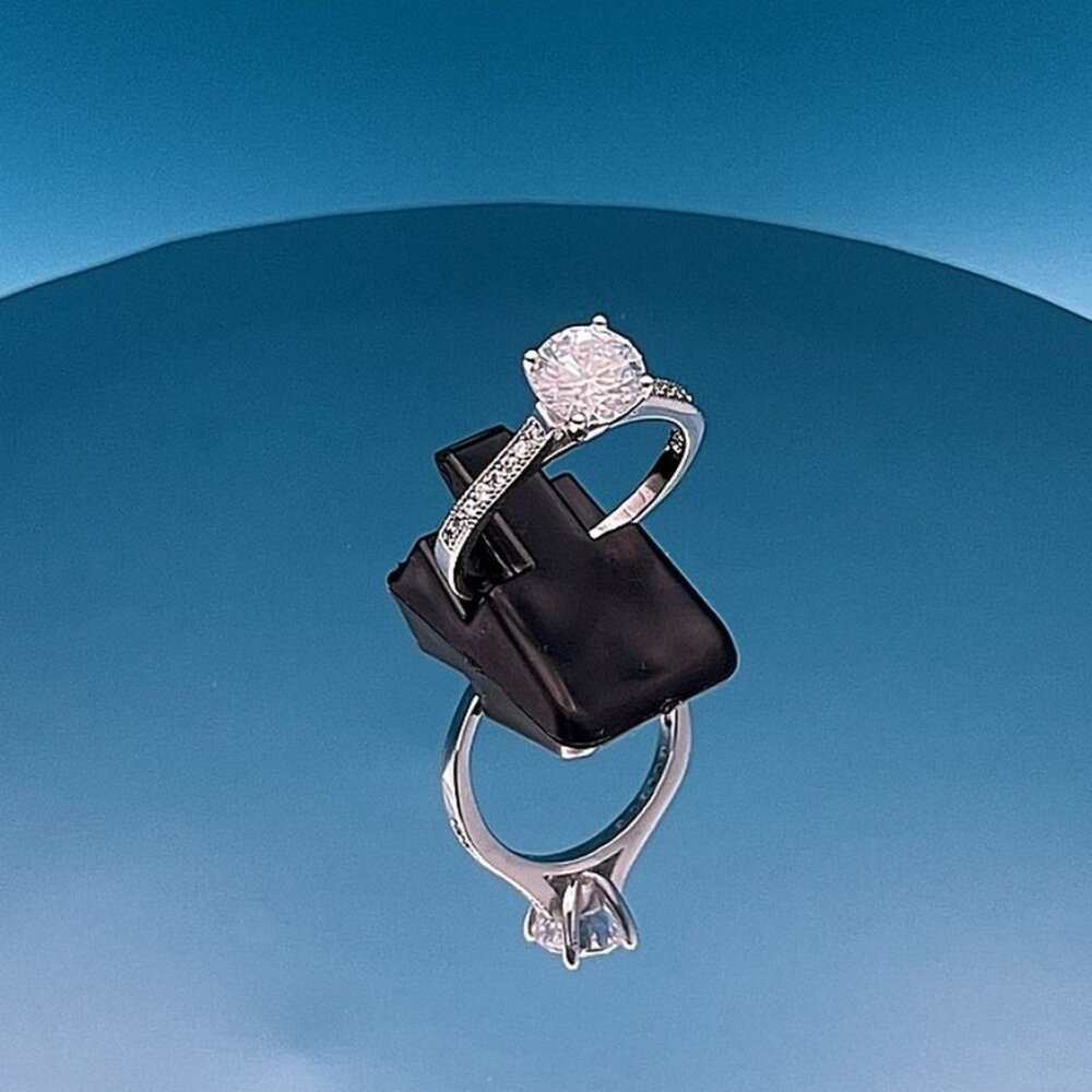 Emilia Eternity Solitaire CZ Accented 925 Sterling Silver Ring Size 8 Gift Boxed
